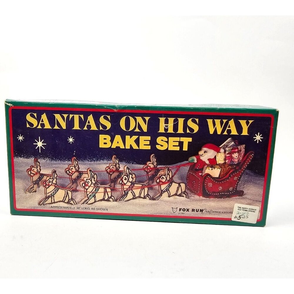 Vintage Santa Claus Cookie Cutter Set Vintage Sleigh Reindeer Christmas Holiday